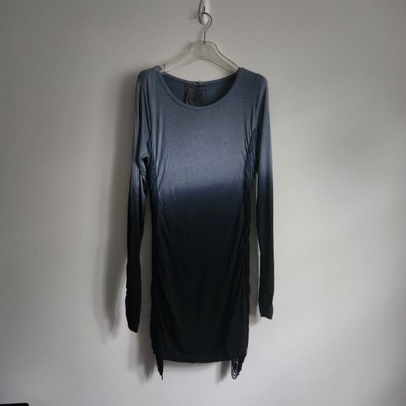 *SOLD* YOUNG FABULOUS & BROKE | ombre dress fringes silk navy blue sz S - Picture 10 of 11